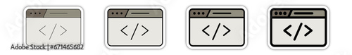 Icones pictogramme symbole Fenetre ordinateur interface site web navigation gris relief