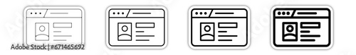 Icones pictogramme symbole Fenetre ordinateur interface site web profil identite cv relief