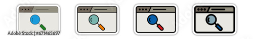 Icones pictogramme symbole Fenetre ordinateur interface site web rechercher chercher couleur gris relief