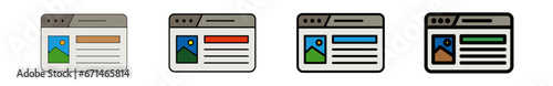 Icones pictogramme symbole Fenetre ordinateur interface travail mise en page couleur gris