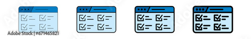 Icones pictogramme symbole Fenetre ordinateur interface travail tache liste valider couleur bleu
