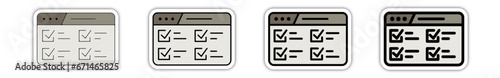 Icones pictogramme symbole Fenetre ordinateur interface travail tache liste valider couleur gris relief