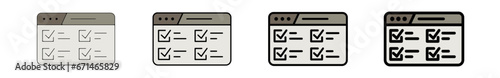 Icones pictogramme symbole Fenetre ordinateur interface travail tache liste valider couleur gris