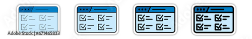 Icones pictogramme symbole Fenetre ordinateur interface travail tache liste valider couleur bleu relief