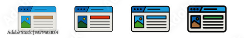 Icones pictogramme symbole Fenetre ordinateur interface travail mise en page couleur bleu