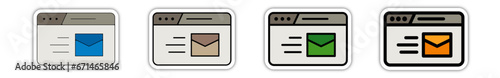 Icones pictogramme symbole Fenetre ordinateur interface travail texte email couleur gris relief