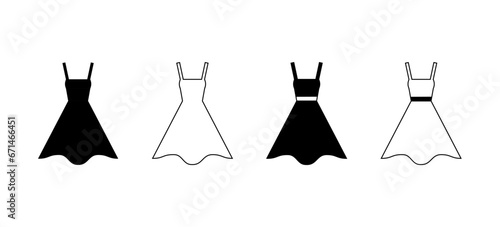Dress icons. Silhouette, black, dress icon mockup. Vector icons
