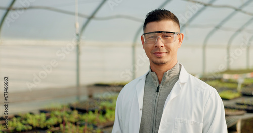 Wallpaper Mural Greenhouse, farmer and portrait of man with eco friendly, sustainability and green agriculture for wellness. Scientist, face or pride of entrepreneur of small business, healthy food or agro vision Torontodigital.ca