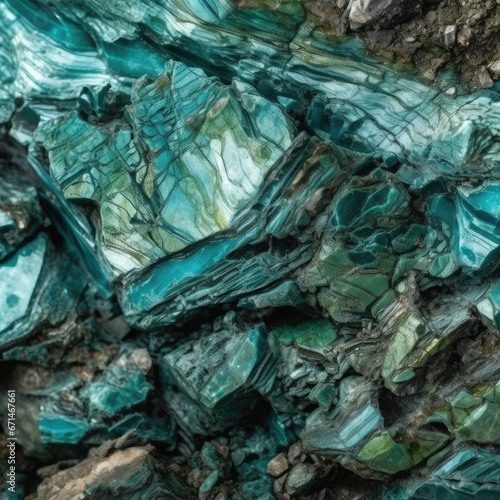 Turquoise and green mineral texture as background. Close up.