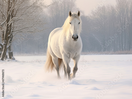white horse in winter © Nikodem