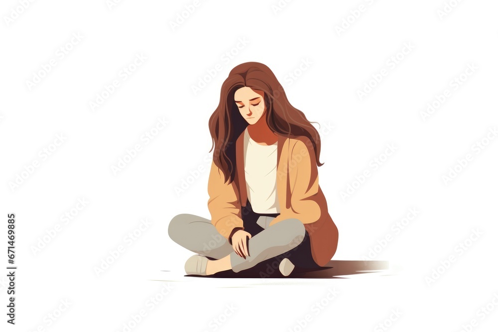 depression woman sit on white background depression woman sit on white background