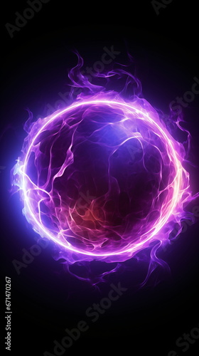 fog abstract explosion of cosmos power cosmic purple nebula lightning .Blast fusion field purple plasma physics glowing flames tunnel quantum time fractal mechanic energy ball galactic. Generative ai