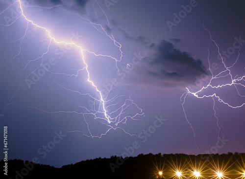Lightning in the night sky , electricity, thunderstorm