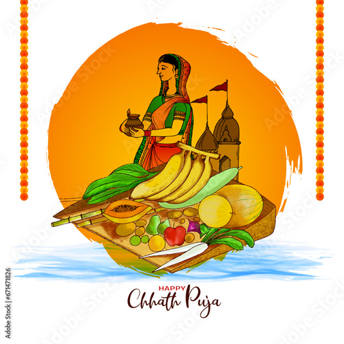 Happy Chhath puja religious Indian festival cultural background