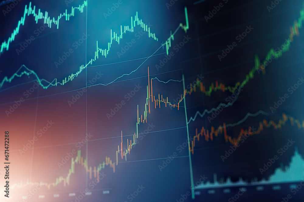 Obraz premium Digitally Generated Currency and Exchange Stock Chart for Finance and Economy Based Computer Software and Coding Display