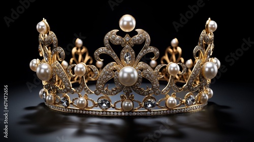 golden crown isolated on black generated by AI tool 