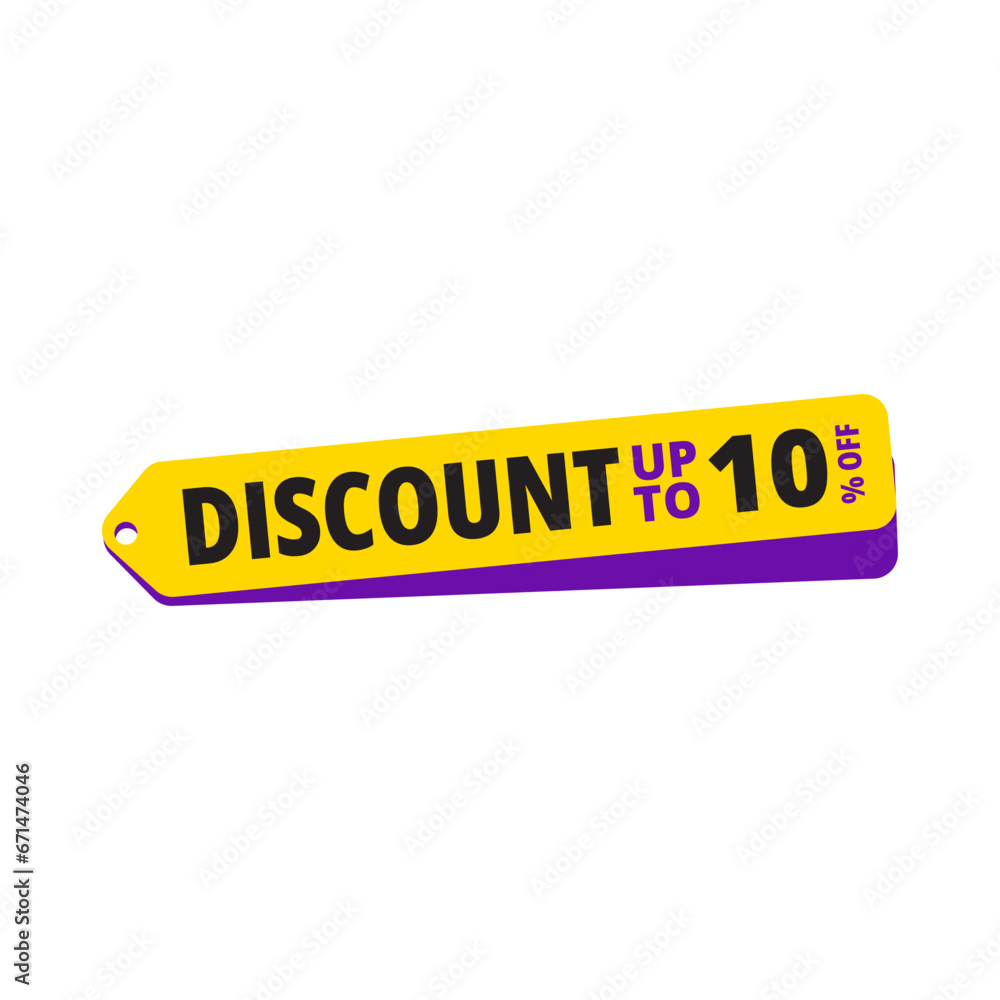 Sale up to 10 percent off special offer tag label. Discount badge template with price clearance percentage. Sale up to 10 percent off special offer tag label. Discount badge template with price clearance percentage.