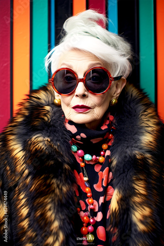 portrait of gorgeous eclectic old woman