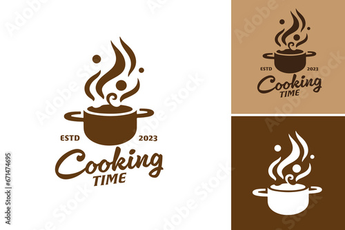 Cooking Time Logo Design. suitable for food-related businesses, recipe websites, culinary blogs, or cooking channels photo