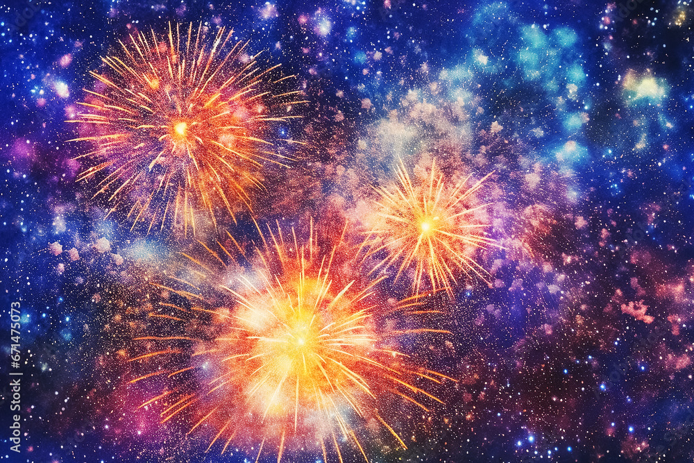 Fototapeta premium festival fireworks background, celebration and anniversary concept. Generative Ai