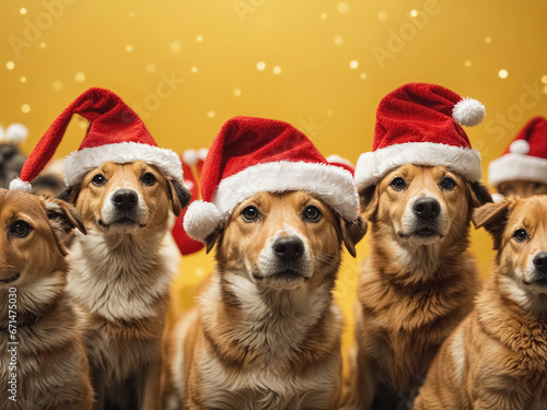 Merry Christmas greeting card with animals. Generative Ai © Alexandra
