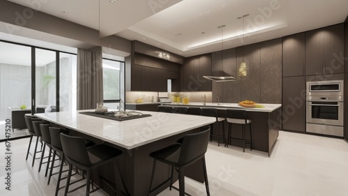modern kitchen interior with kitchen © PZ Studio