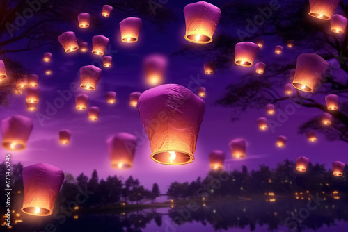 Thai lantern festival. Generative Ai