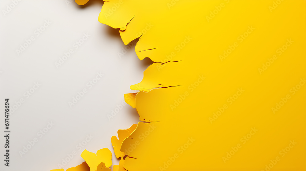 torn hole in yellow paper background - obrazy, fototapety, plakaty 