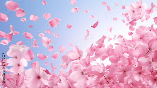 Pink sakura falling petals background.
