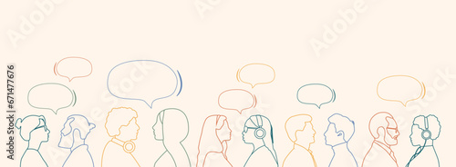 Different people with chat bubbles. Communication concept.	