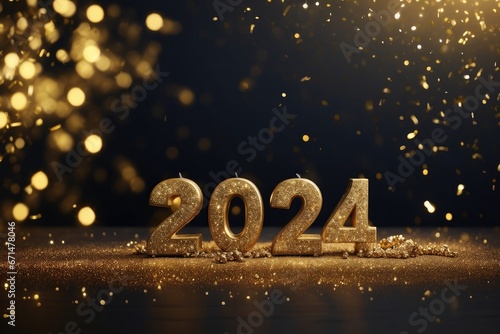 2024 new year, new years eve, christmas, gold sparkly, background, art, generative AI