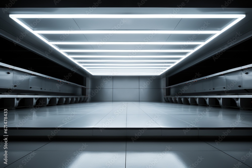 3d render of empty room with LED lights in the ceiling. 3d render of empty room with LED lights in the ceiling.