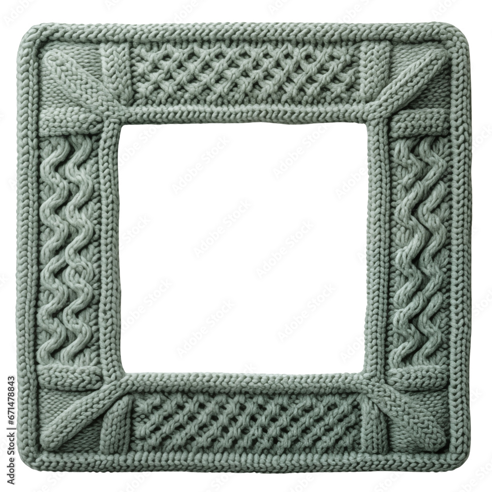 Square khaki knitted frame. Chunky knit frame with transparent background. Isolated on a transparent background. Square khaki knitted frame. Chunky knit frame with transparent background. Isolated on a transparent background.