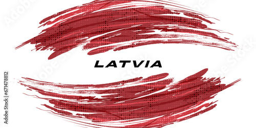 Flag of Latvia with Brush Style. National Republic of Latvia flag on White Background