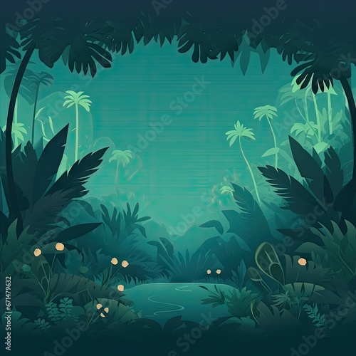 Jungle Background - Simplistic Jungle Flat Illustration Vector Wallpaper - Based Animation Style - Animated Jungle Illustration Backdrop created with Generative AI Technology