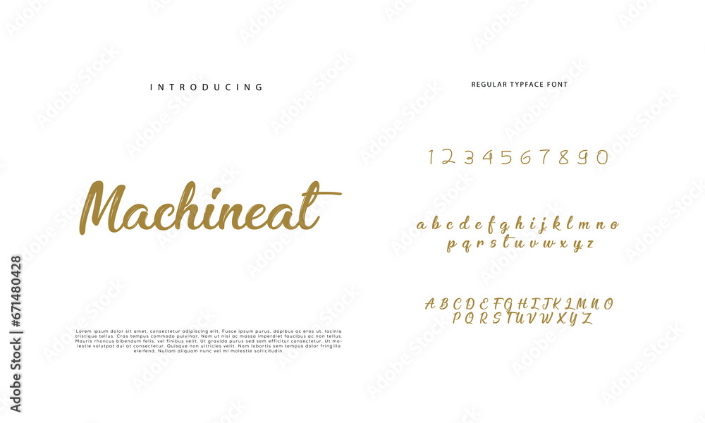 Abstract Calligraphy font alphabet. Minimal modern urban fonts for logo, brand etc. Typography typeface uppercase lowercase and number. vector illustration
