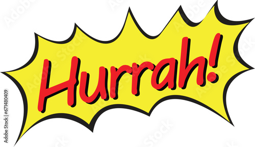 Hurrah or HURRAH! comic text on starburst or sunburst icon