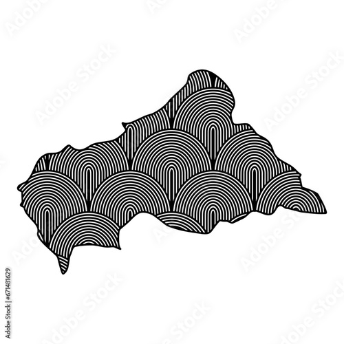 Art Deco retro Central African Republic map. Decorative laser cut file