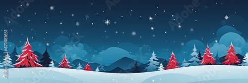Beautiful Snowy Christmas Nature Winter Background - Simplistic Flat Illustration Vector Wallpaper - Based Animation Style - Animated Illustration Backdrop created with Generative AI Technology © Sentoriak
