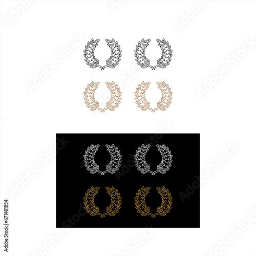 circular leaf logo design, ranking frame design, award frame design, frame vector, frame symbol, gold,