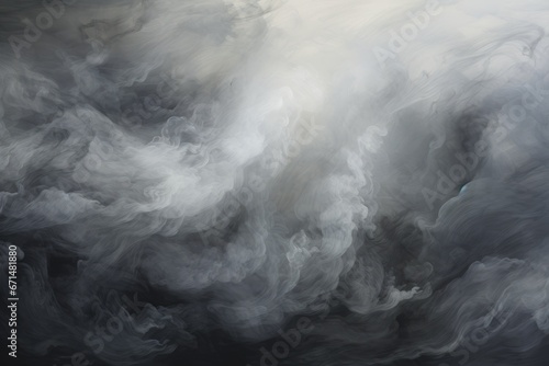 An abstract representation of swirling smoke and billowing tendrils in shades of gray, creating an eerie and mysterious atmosphere.
