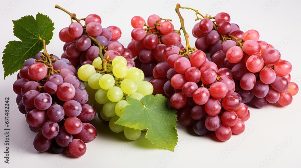 Obraz premium red and green grapes on a white background