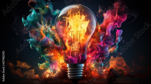 bulb with colorful splash