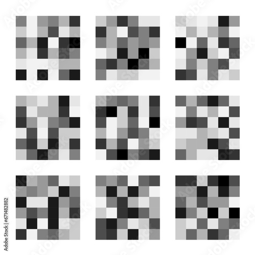 Censor pixel sign set. Censored content vector graphic blur effect 