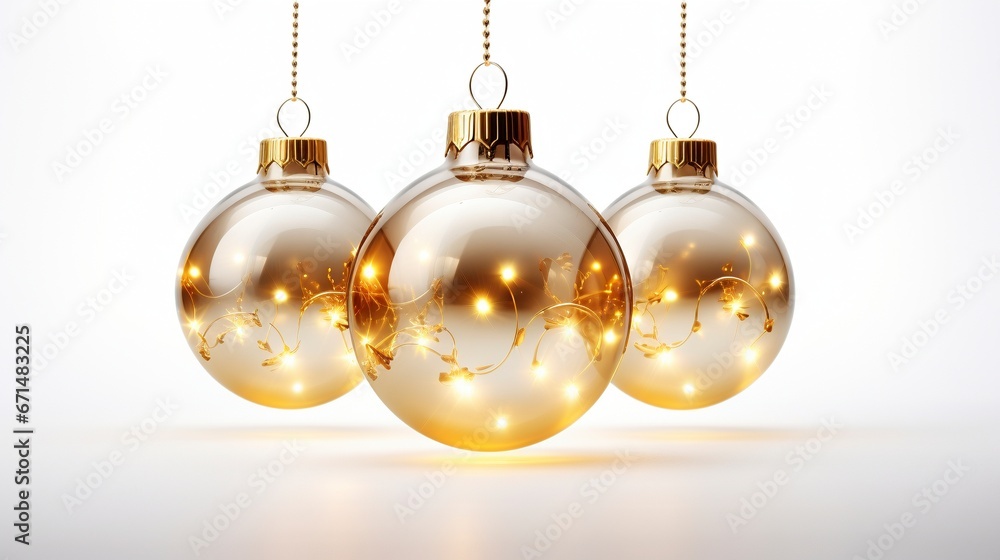 Three glass baubles with string lights ai generated background image Three glass baubles with string lights ai generated background image