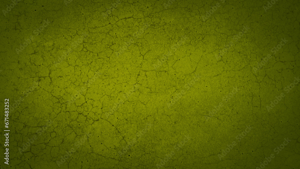 Obraz premium Neon green abstract colored rustic cracked concrete cement tile terrace slab floor or stone wall texture background with cracks