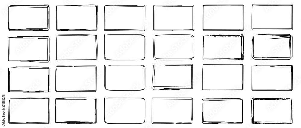 Set hand drawn rectangle, felt-tip pen objects. Text box and frames.	 - obrazy, fototapety, plakaty 