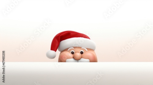 Santa Claus head peeking out ai generated banner background copy space