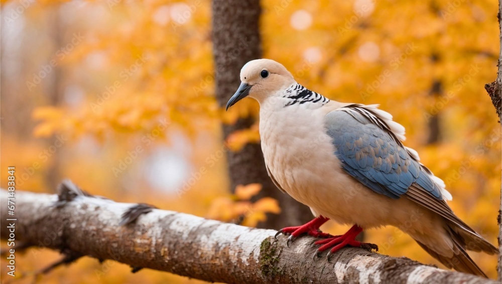Fototapeta premium Serene Bird on Autumn Branch