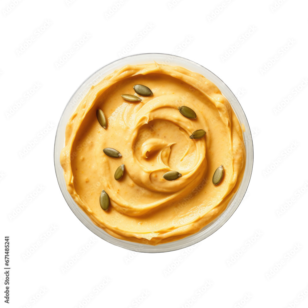Pumpkin seed butter isolated on transparent background Pumpkin seed butter isolated on transparent background